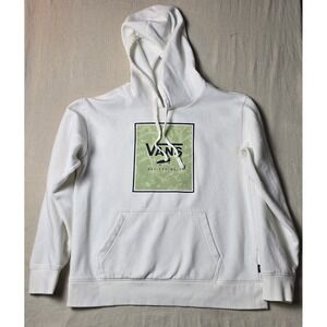 Vans Boxed Water Wash BFF‎ Hoodie Size L White Green Logo Pullover Skate Fit